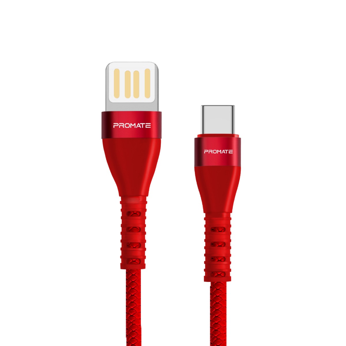 Promate - Type-C Fast Charging Cable, Premium High-Speed Durable 1.2m USB Type-C Cable with 2A Ultra-Fast Charge Sync Cable, Double-Sided USB-A Connector and Over Charging Protection for Smartphones, Tablets, VigoRay-C.Red
