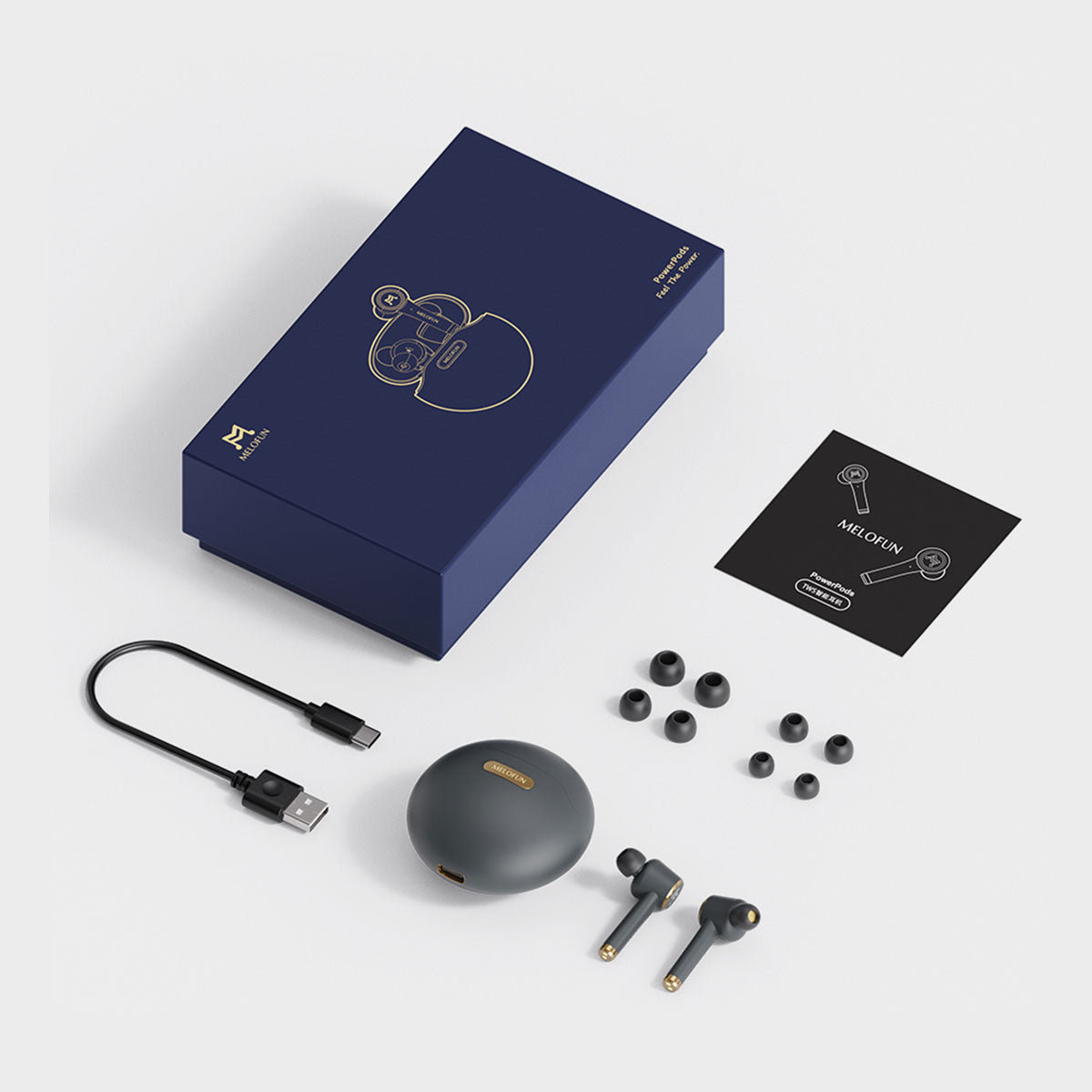 MELOFUN True Wireless Bluetooth Earphones TWS In-Ear Earbuds with Microphone