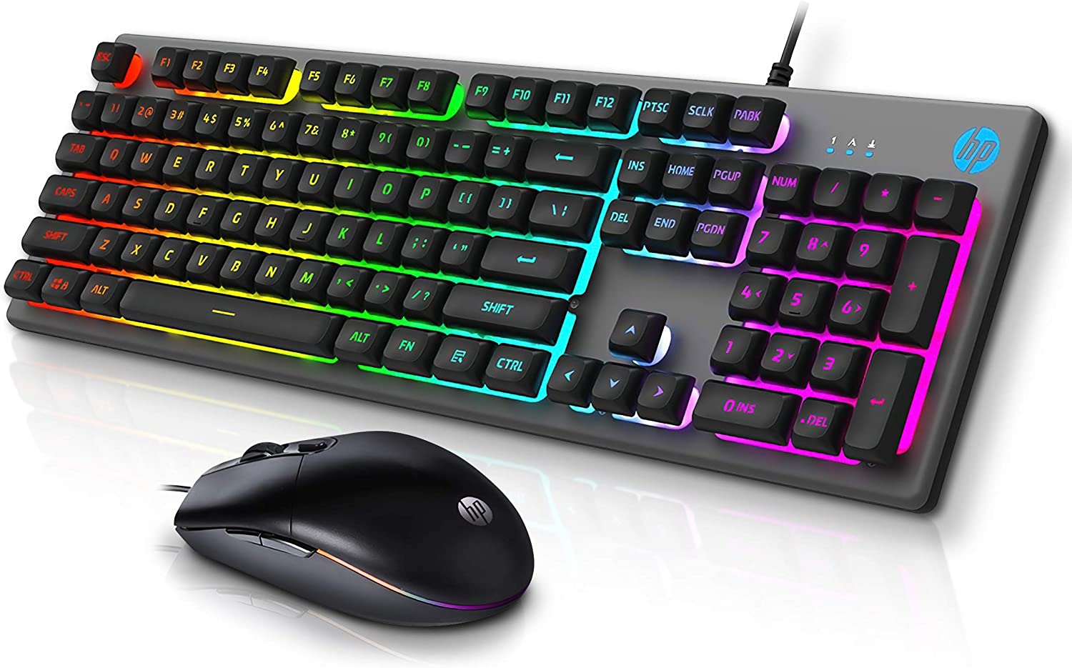 HP Gaming Keyboard and Mouse Combo - HPKM300F, Wired RGB Backlit Keyboard and Mouse, Rust & Scratch Proof Metal Penal - 6 Speed Adjustable DPI with Responsive Keys