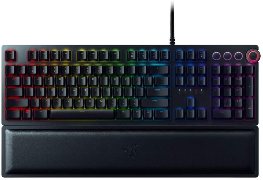Razer Huntsman Elite - Mechanical Gaming Keyboard with Opto-Mechanical Key (Multifunction Numeric Button, Keybar, Integrated Hybrid Memory, RGB Chroma Lighting)
