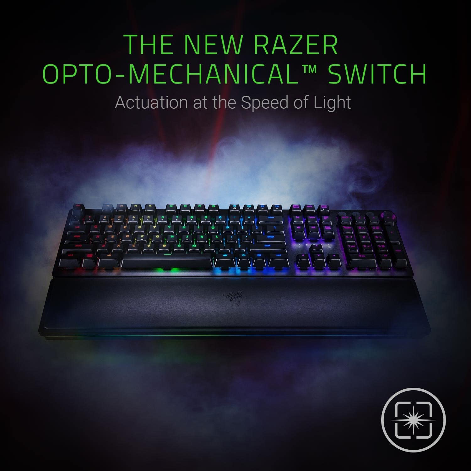 Razer Huntsman Elite - Mechanical Gaming Keyboard with Opto-Mechanical Key (Multifunction Numeric Button, Keybar, Integrated Hybrid Memory, RGB Chroma Lighting)