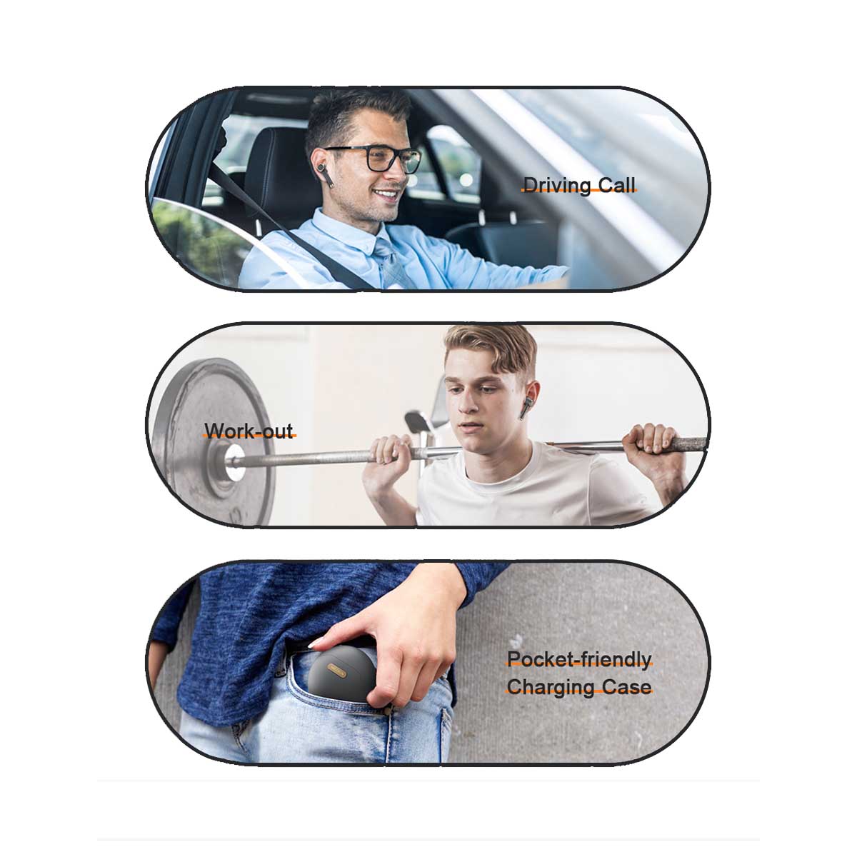 MELOFUN True Wireless Bluetooth Earphones TWS In-Ear Earbuds with Microphone