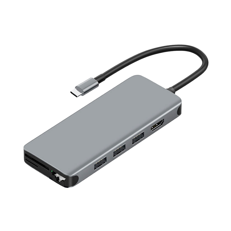 WIWU Alpha 12 In 1 Type C Hub Multi-Function Adapter Portable Mini Size - Gray