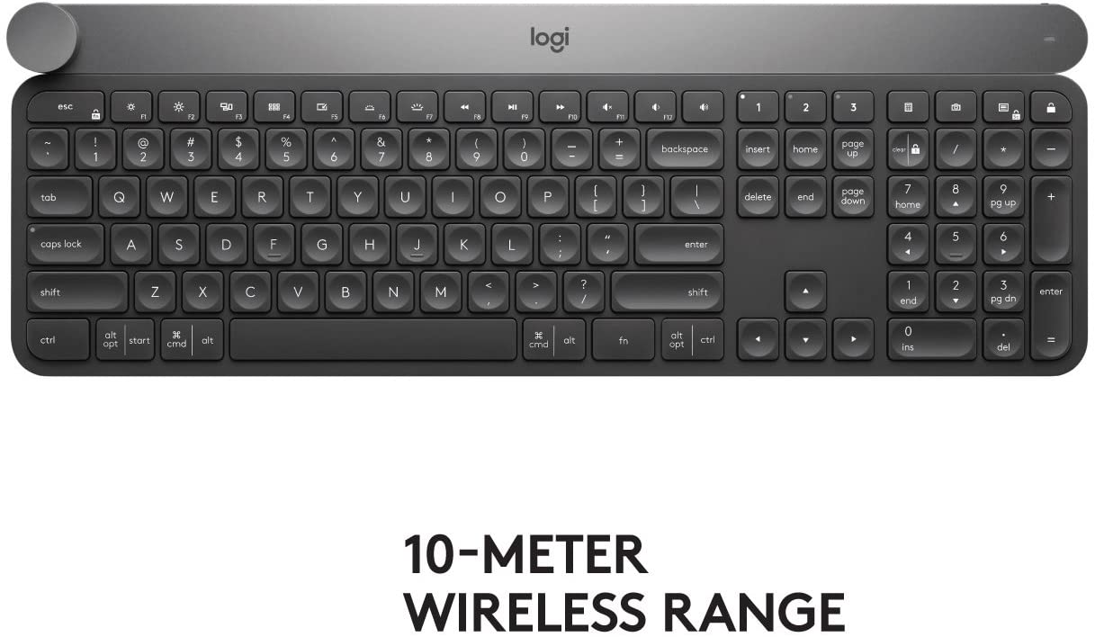 Logitech Craft Advanced Wireless Keyboard with Creative Input Dial and Backlit Keys, Dark grey and aluminum