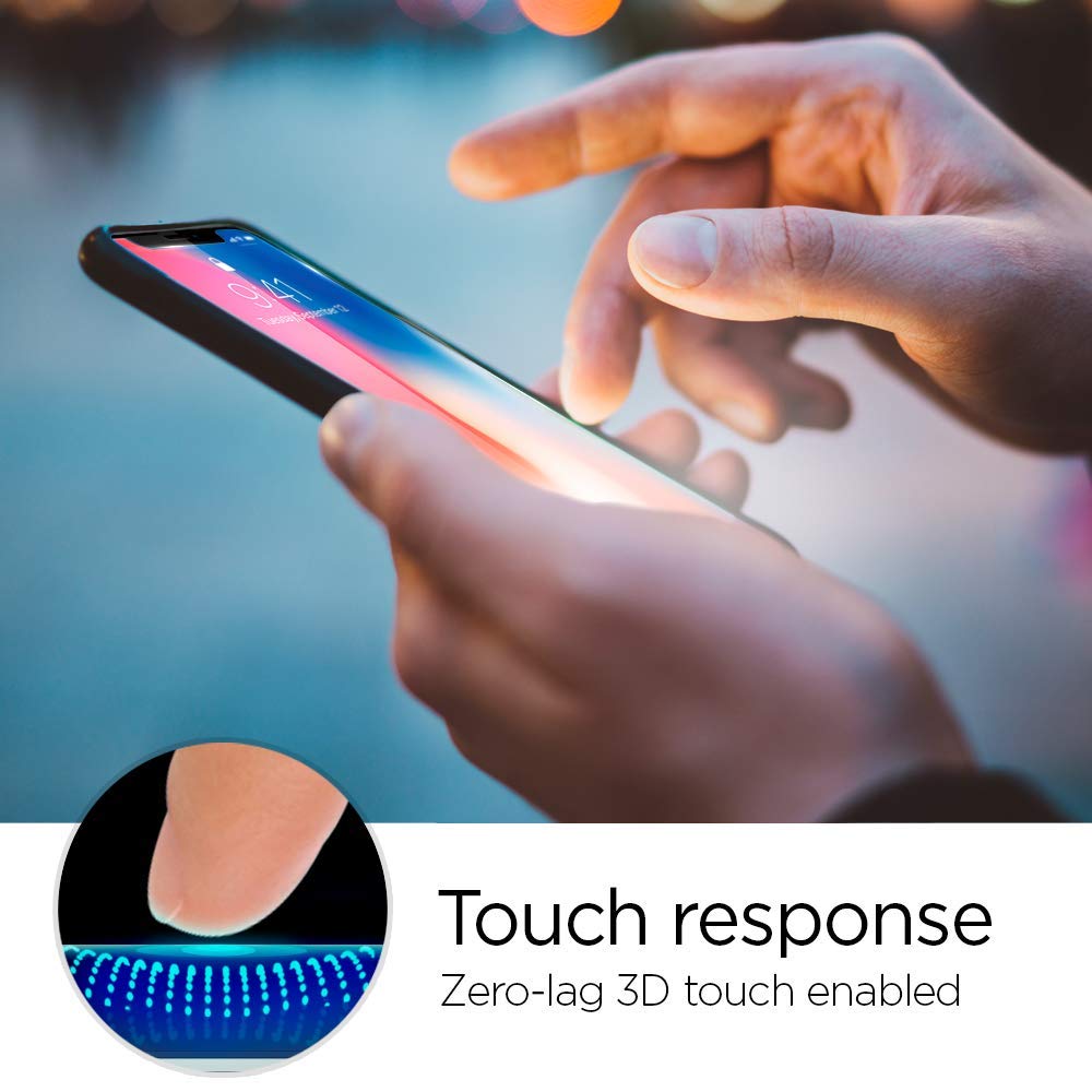 Spigen iPhone XS Max GLAStR Slim HD Premium Tempered Glass Screen Protector - Case Friendly