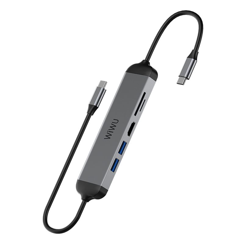 WIWU Alpha 5 In 1 USB-C Hub A521H - Gray