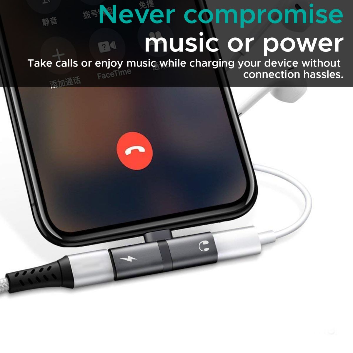 Promate - Lightning Jack Adapter, Ultra-Slim 2-In-1 Lightning to Headphone Adapter with High-Quality Audio Output and 2A Pass-Through Charging and Syncing Adapter for Lightning Connector Enabled Devices, iHinge-LT.Grey