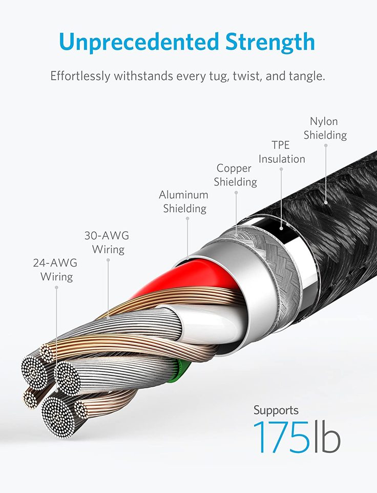 Anker Powerline+II USB-C Cable With Lightning Connector 6ft - A8653h11