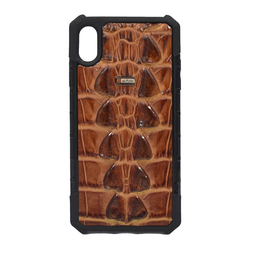 iSafe Signature Crocodile Leather Back Case iPhone XS Max Brown