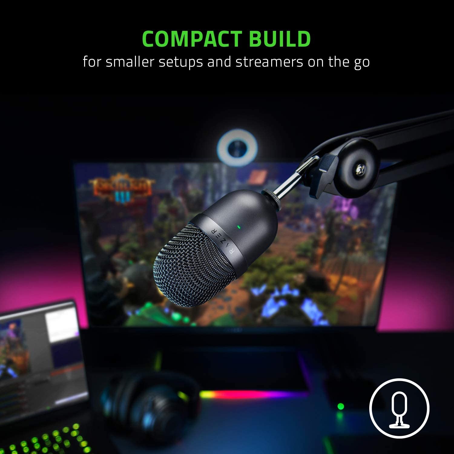 Razer Seiren Mini - Ultra-compact Streaming Microphone: Ultra-Precise Supercardioid Pickup Pattern, Professional Recording Quality, Ultra-Compact Build - Classic Black, RZ19-03450100-R3M1
