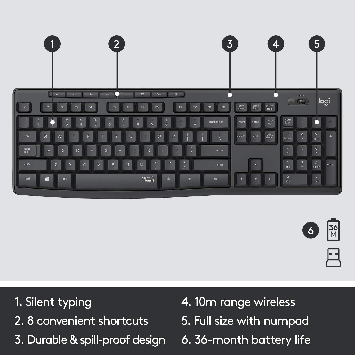 Logitech Mk295 Silent Wireless Combo Graphite ARA