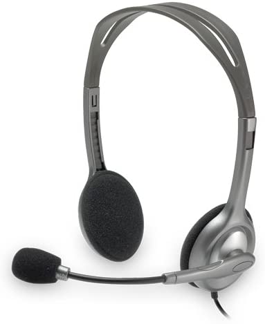 Logitech H110 Stereo 3.5 mm Jack On-Ear Noise Cancelling Headset, Grey
