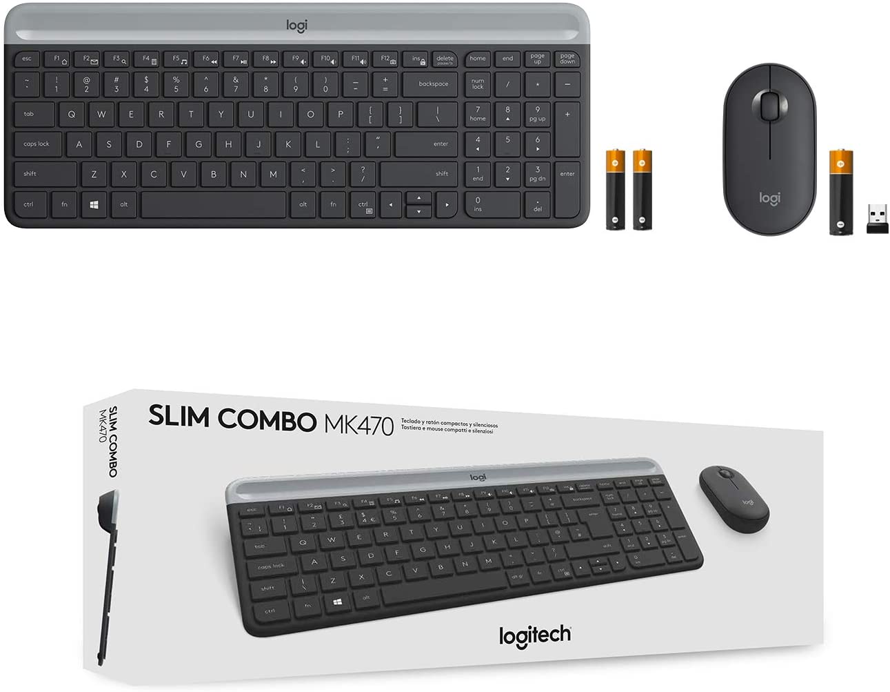 Logitech MK470 Slim Wireless Keyboard and Mouse Combo, Graphite