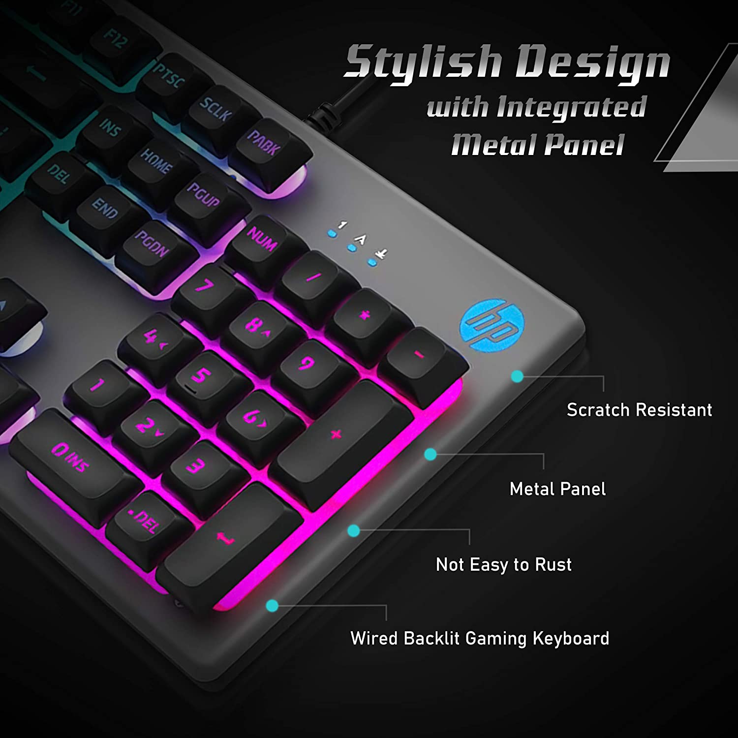 HP Gaming Keyboard and Mouse Combo - HPKM300F, Wired RGB Backlit Keyboard and Mouse, Rust & Scratch Proof Metal Penal - 6 Speed Adjustable DPI with Responsive Keys