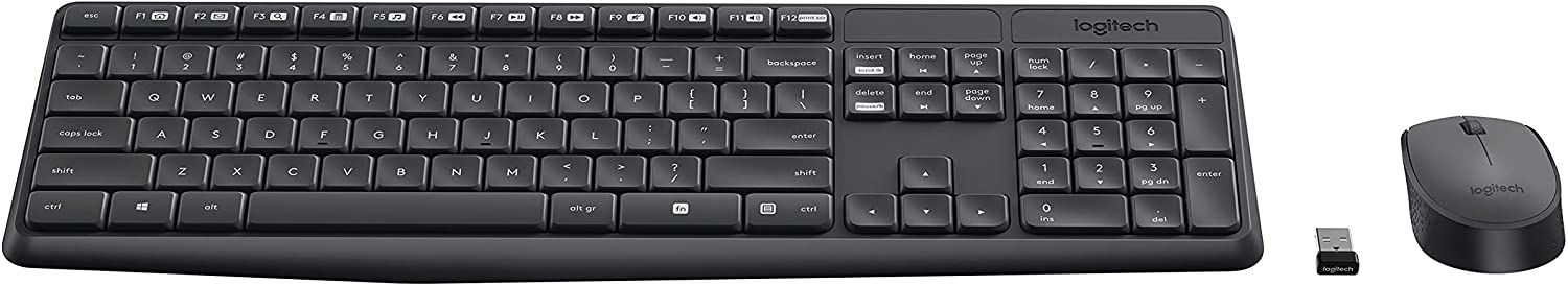 Logitech MK235 Wireless English Keyboard & Mouse Combo, Grey