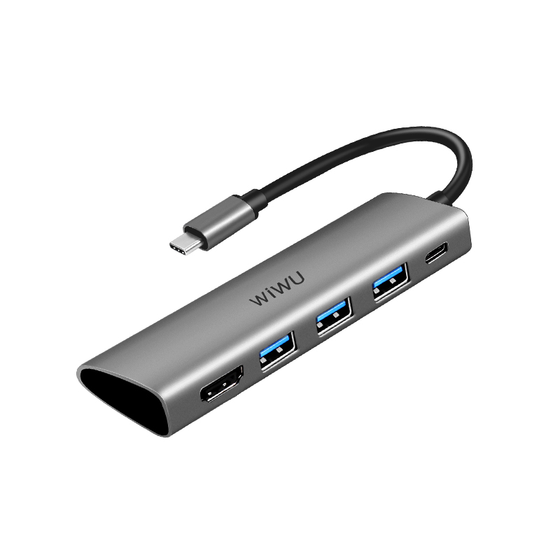 WIWU Alpha 5 In 1 USB-C Hub A531H - Gray