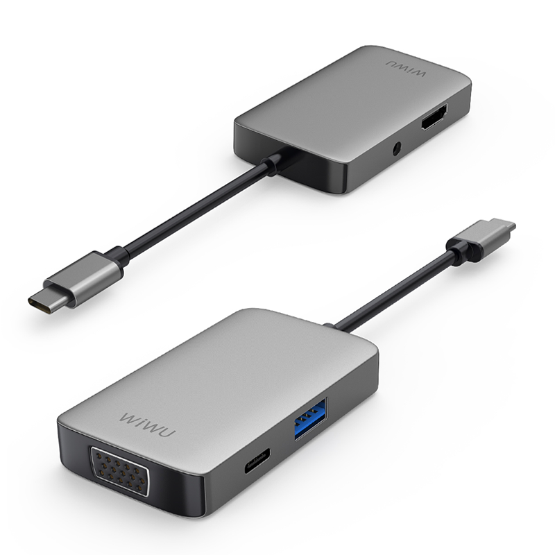 WIWU Alpha 5 In 1 USB-C Hub A513HVP - Gray