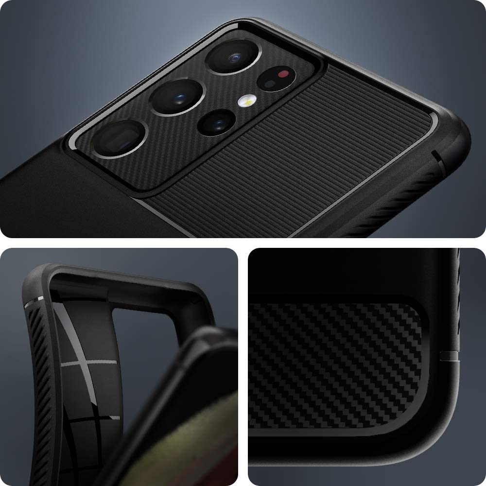 Spigen Rugged Armor designed for Samsung Galaxy S21 ULTRA case cover - Matte Black