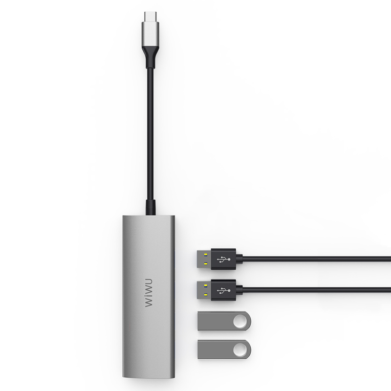 WIWU Alpha 4 In 1 USB-C Hub A440 - Gray