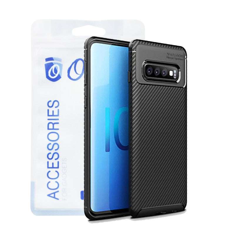 Ozone Samsung Galaxy S10 Mobile Cover Carbon Fiber Series Protective Phone Case - Black