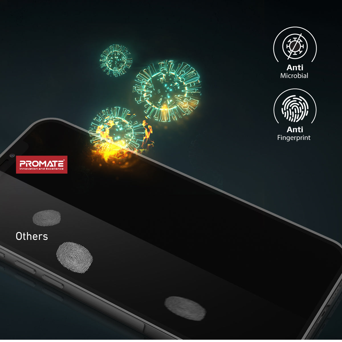 Promate Privacy Screen Protector for iPhone 12 Pro Max, Premium 9H Hardness Anti-Spy Tempered Glass Protector with Scratch-Resistant, Shatter Protection and Anti-Microbial Protector, Spartan-I12max