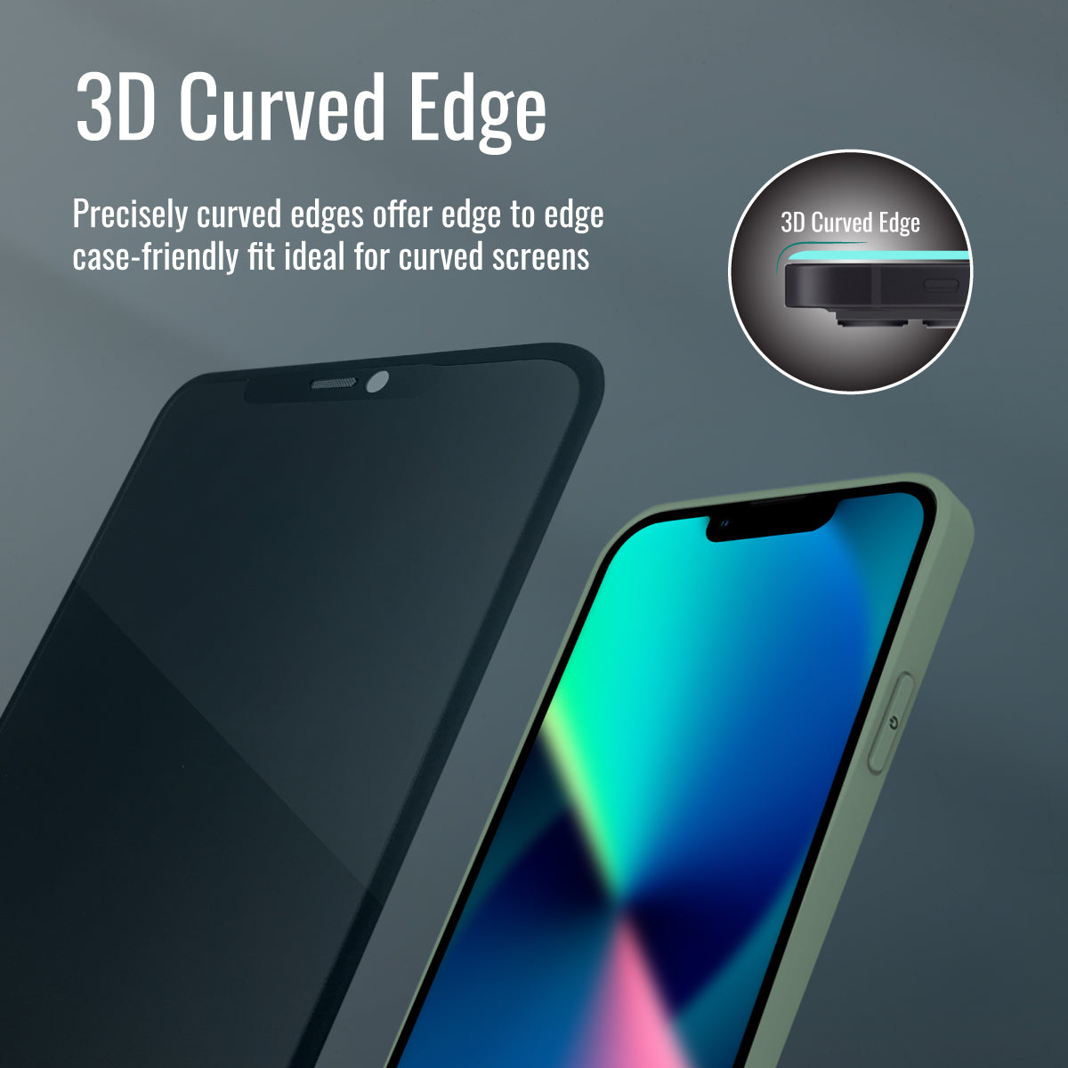 Promate Privacy Screen Protector for iPhone 13, Matte Anti-Spy 3D Tempered Glass Screen Guard with Silicone Bumper, 9H Hardness, Anti-Fingerprint and Shatter Protection, WatchDog-i13Pro