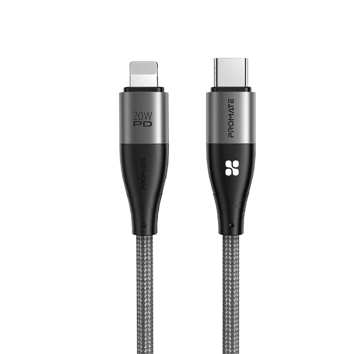 Promate USB-C to Lightning Cable, Fast Charging 20W Power Delivery Nylon Braided Lightning Cord with 480 Mbps Data Sync and 1.2m Anti-Tangle Cable for iPhone 12, iPad, AirPods Pro, iCord-PD20 Black