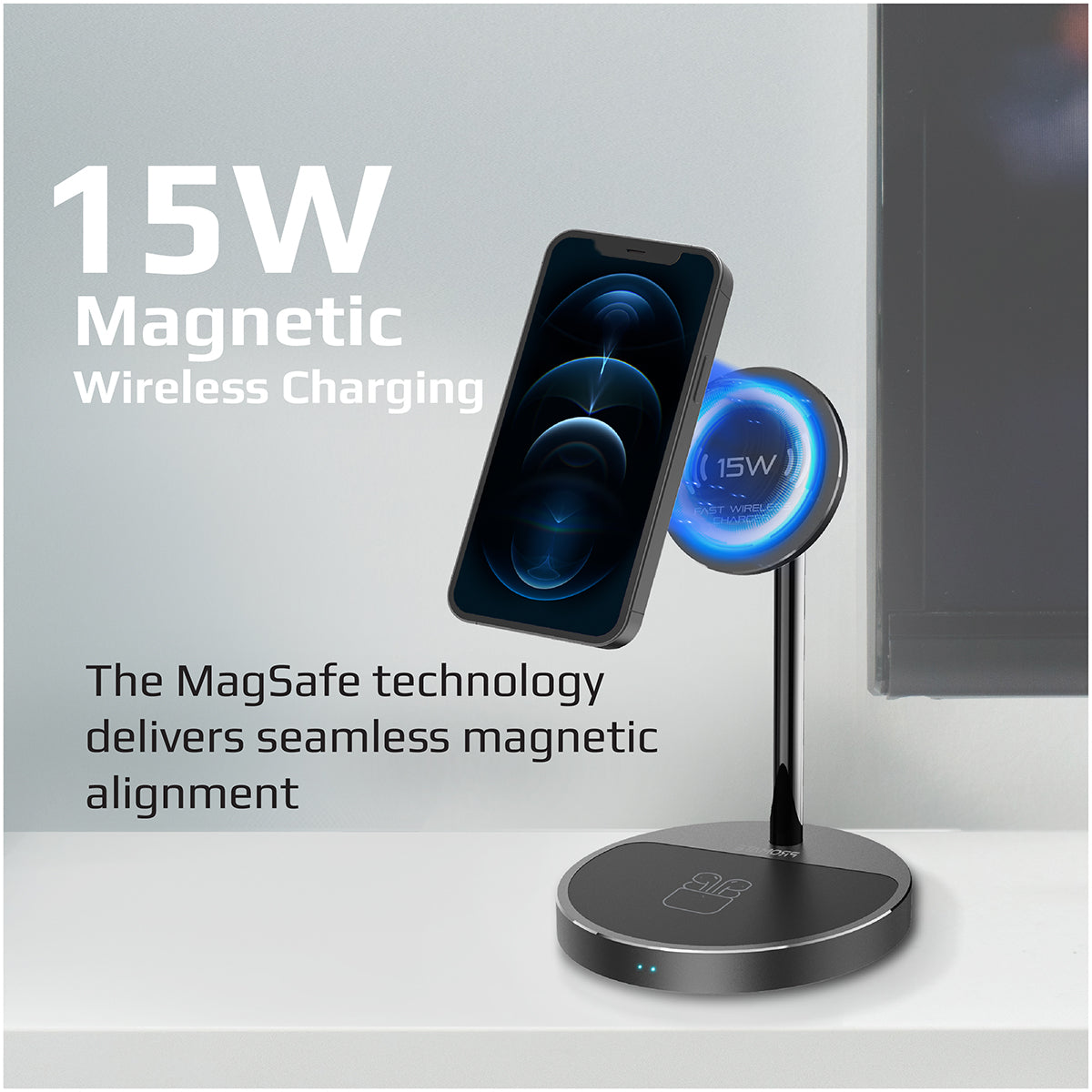 Promate Wireless Charger, 40W High Output Wireless Charging Station With 15W Magnetic Wireless Charger, 20W USB-C Power Delivery and Anti-Slip 5W AirPods Wireless Charger Pad for iPhone 12, AirPods Pro, USB Devices, AuraBase-PD20 UK Black