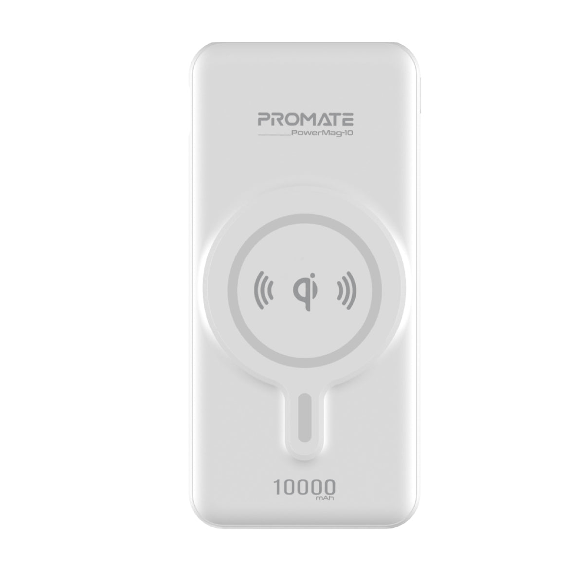 Promate Magnetic Wireless Power Bank for iPhone 12, 10000mAh Magnetic 10W Qi Wireless Mag-Safe Battery Pack with 20W USB-C Power Delivery 2-way Charging Port and QC 3.0 Fast Charging Port for iPhone 12, Samsung, iPad Pro, PowerMag-10 White