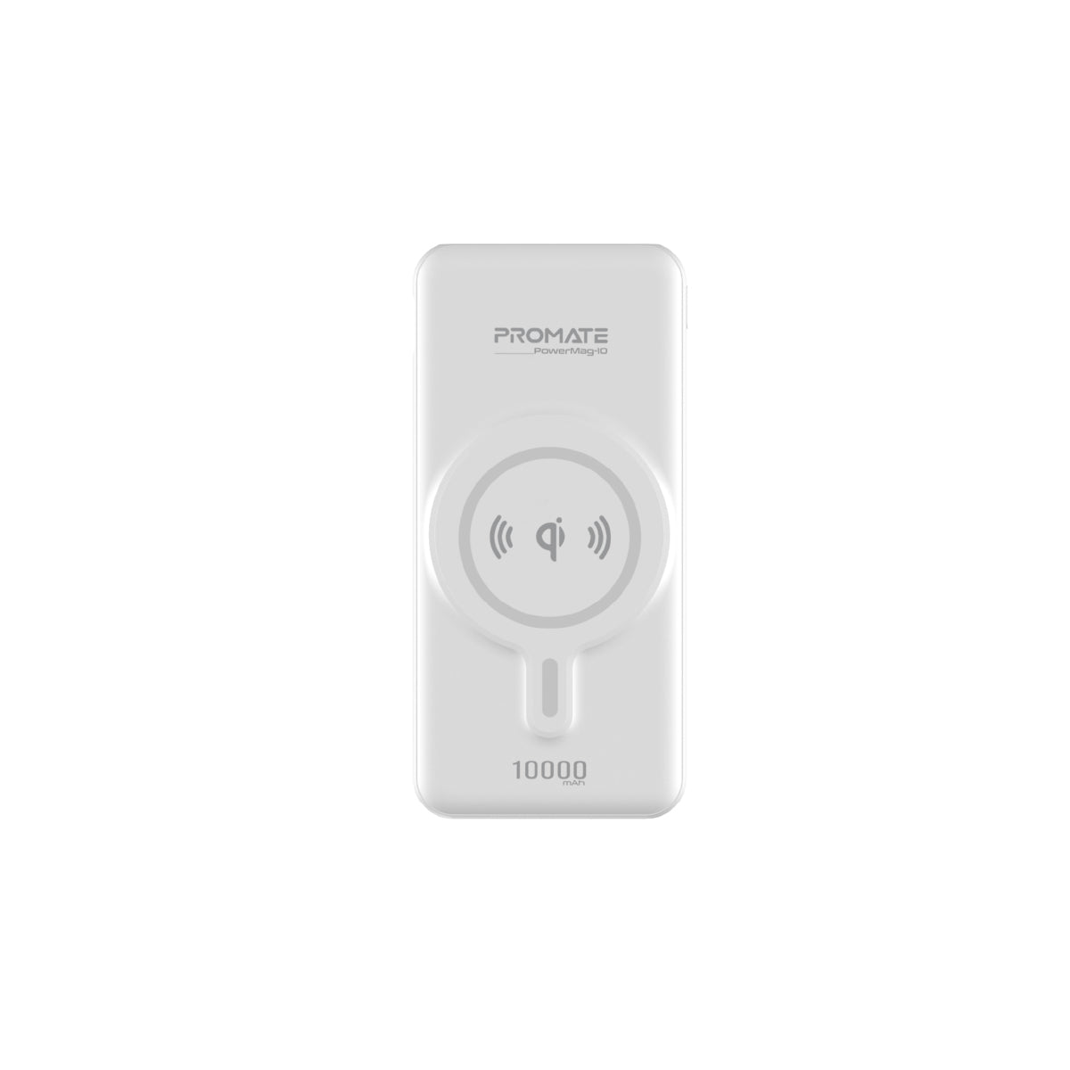 Promate Magnetic Wireless Power Bank for iPhone 12, 10000mAh Magnetic 10W Qi Wireless Mag-Safe Battery Pack with 20W USB-C Power Delivery 2-way Charging Port and QC 3.0 Fast Charging Port for iPhone 12, Samsung, iPad Pro, PowerMag-10 White