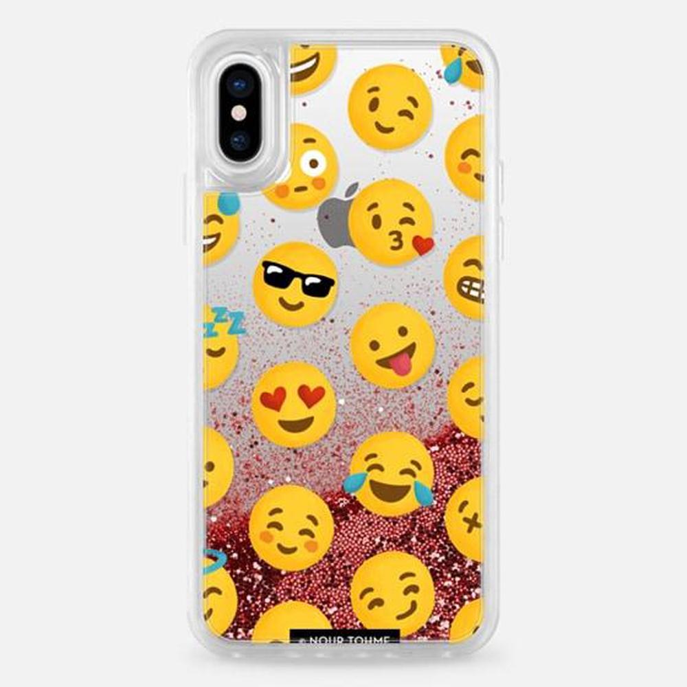 Casetify - Glitter Case Rose Gold Emoji Love for iPhone XS/X