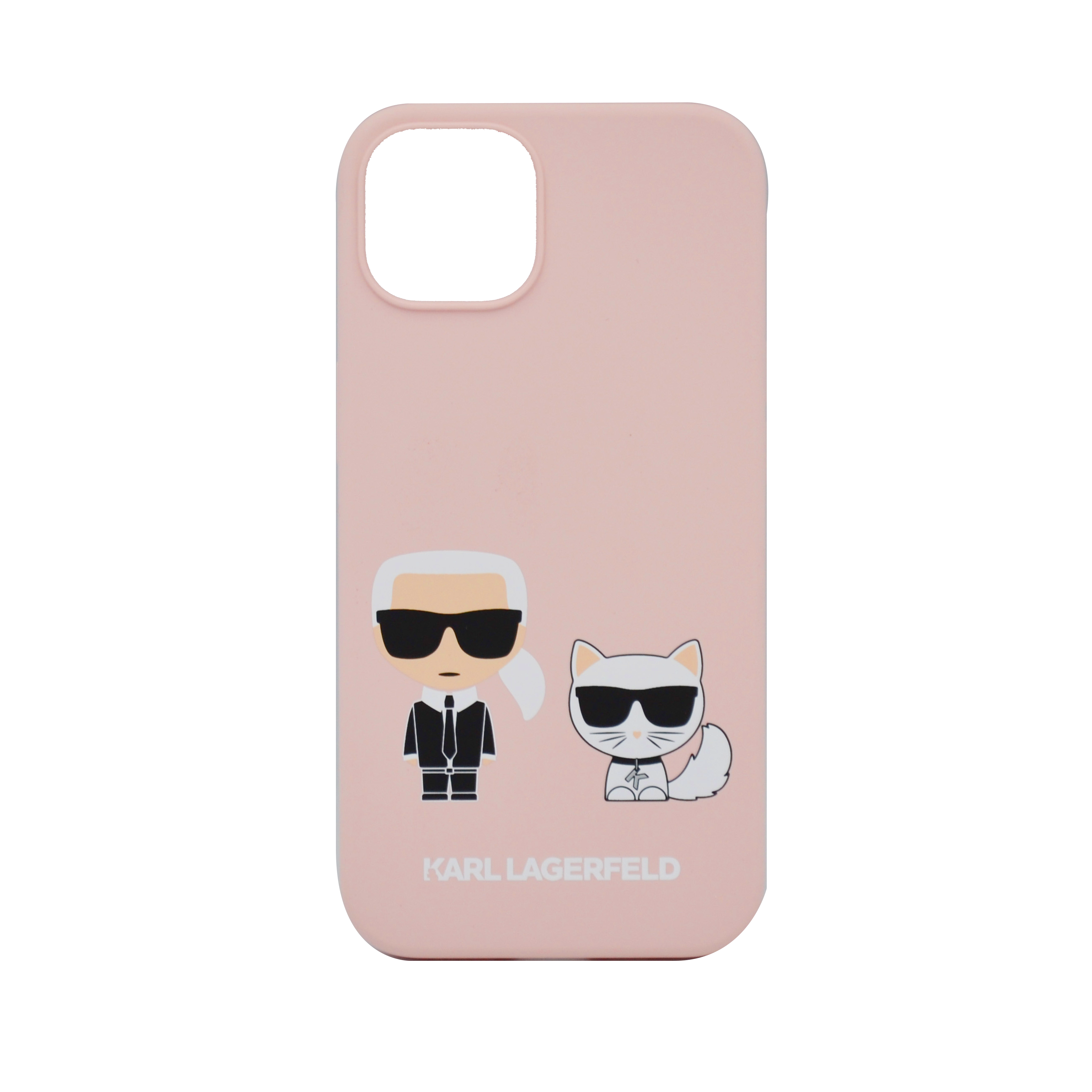 Karl Lagerfeld Liquid Silicone Case Karl And Choupette For iPhone 13 Light Pink