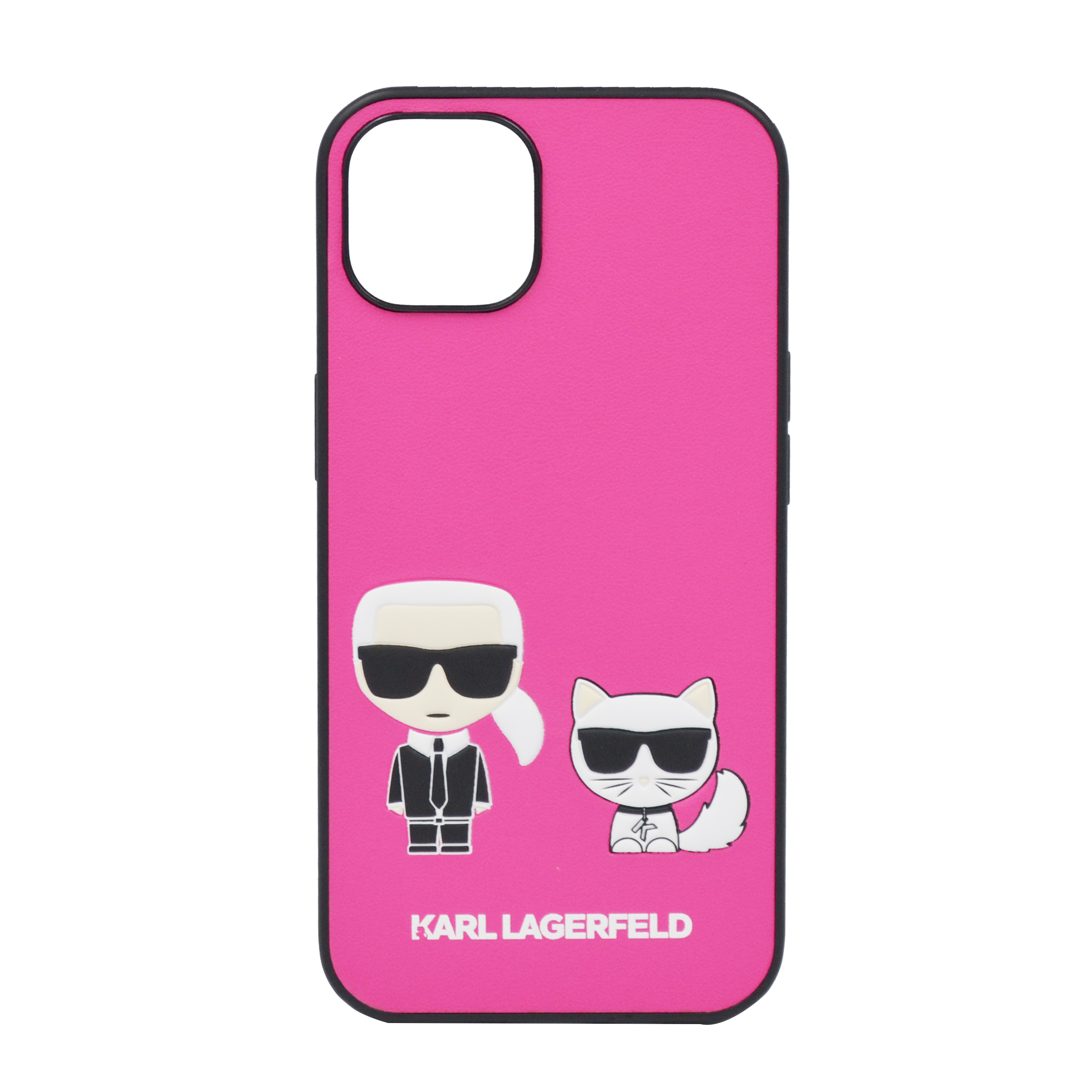 Karl Lagerfeld Pu Leather Case Karl Choupette Bodies Embossed For iPhone 13 Fuchsia