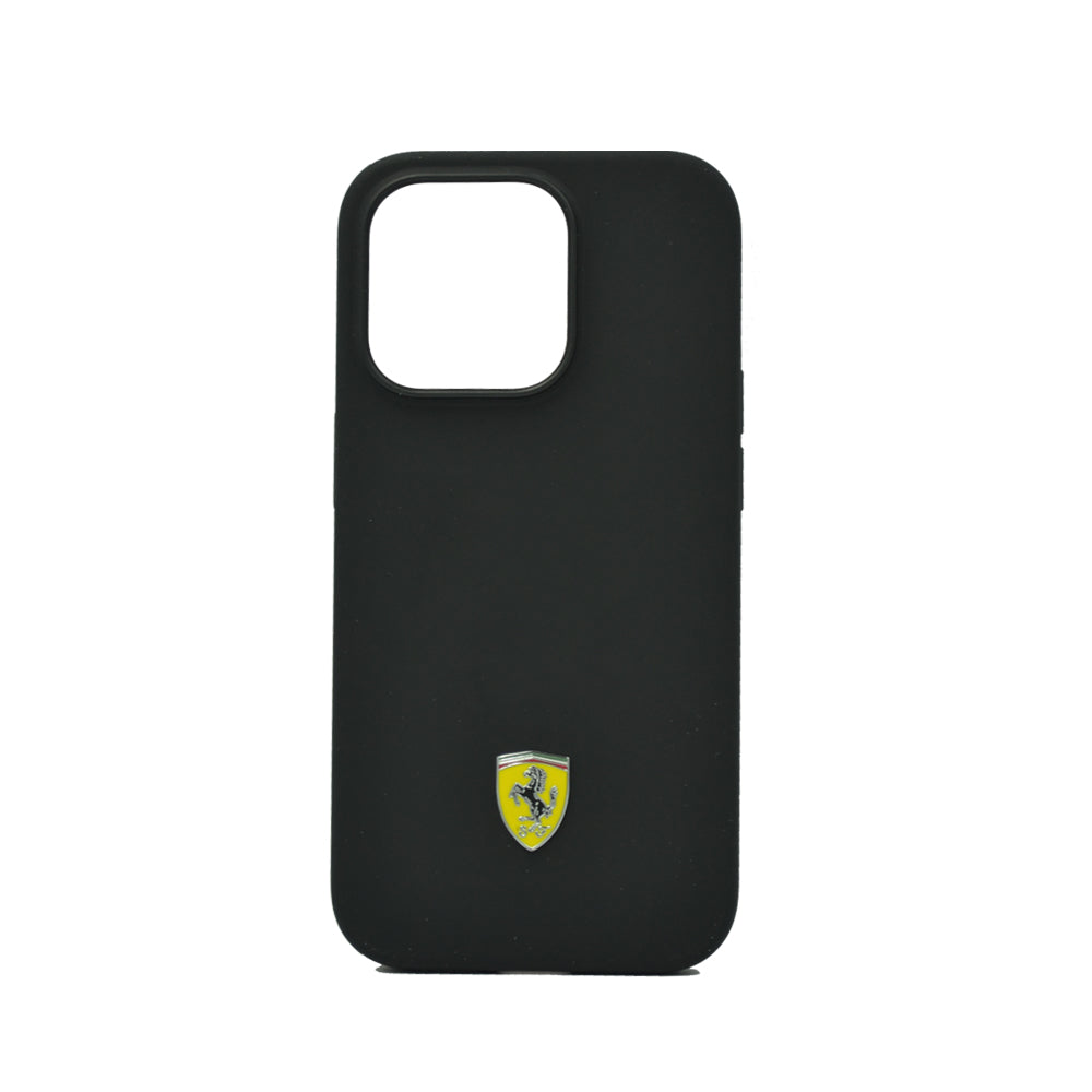 Ferrari Magsafe Silicone Metal Logo Hard Case For iPhone 14 Pro Black