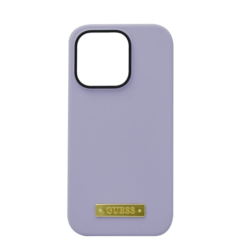 Guess Magsafe Liquid Silicone Logo Hard Case For iPhone 14 Pro Plate Purple