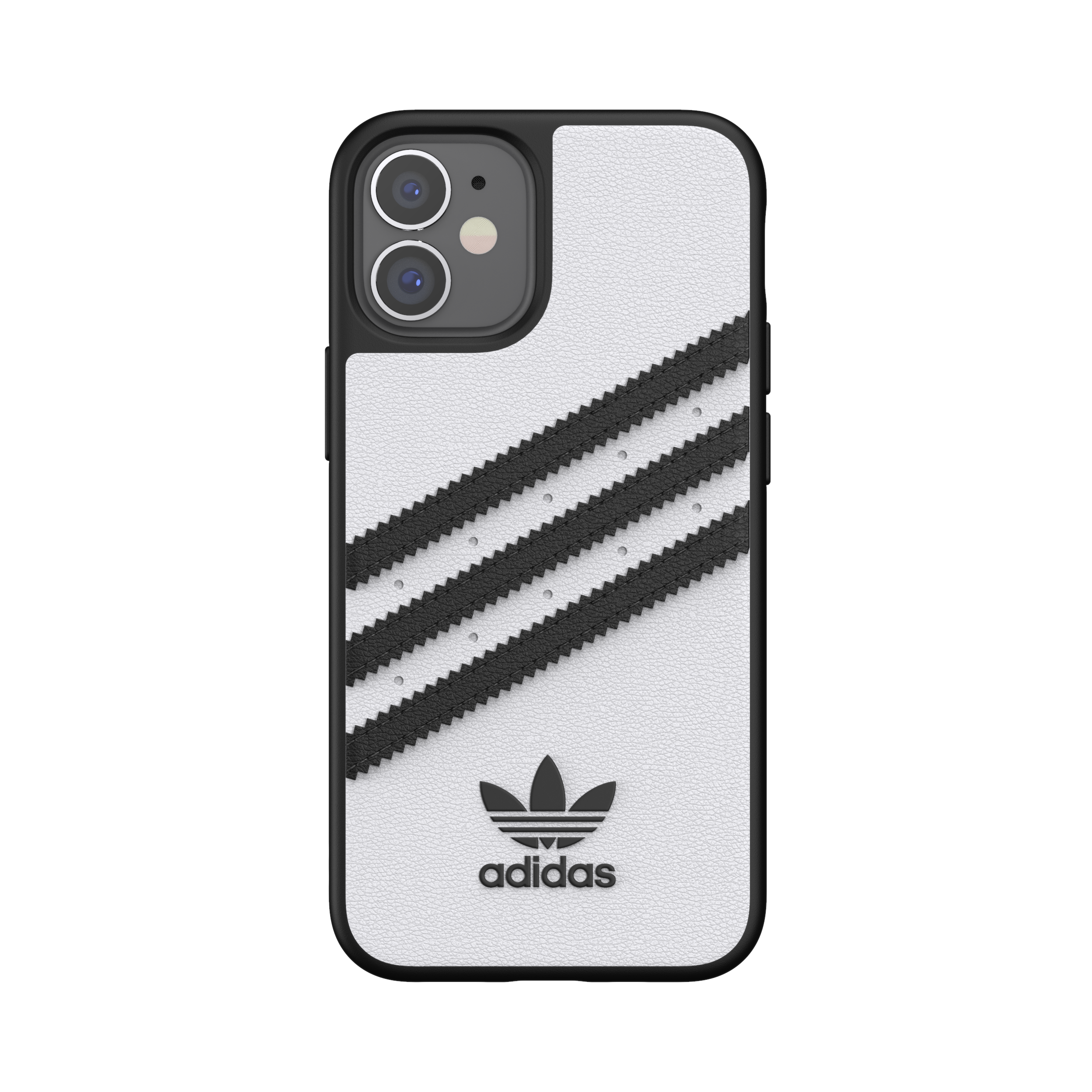 Adidas SAMBA Apple iPhone 12 Mini Moulded Case - Back cover w/ 3 Stripes & Trefoil Design, Scratch & Drop Protection w/ TPU Bumper, Wireless Charging Compatible - White/Black