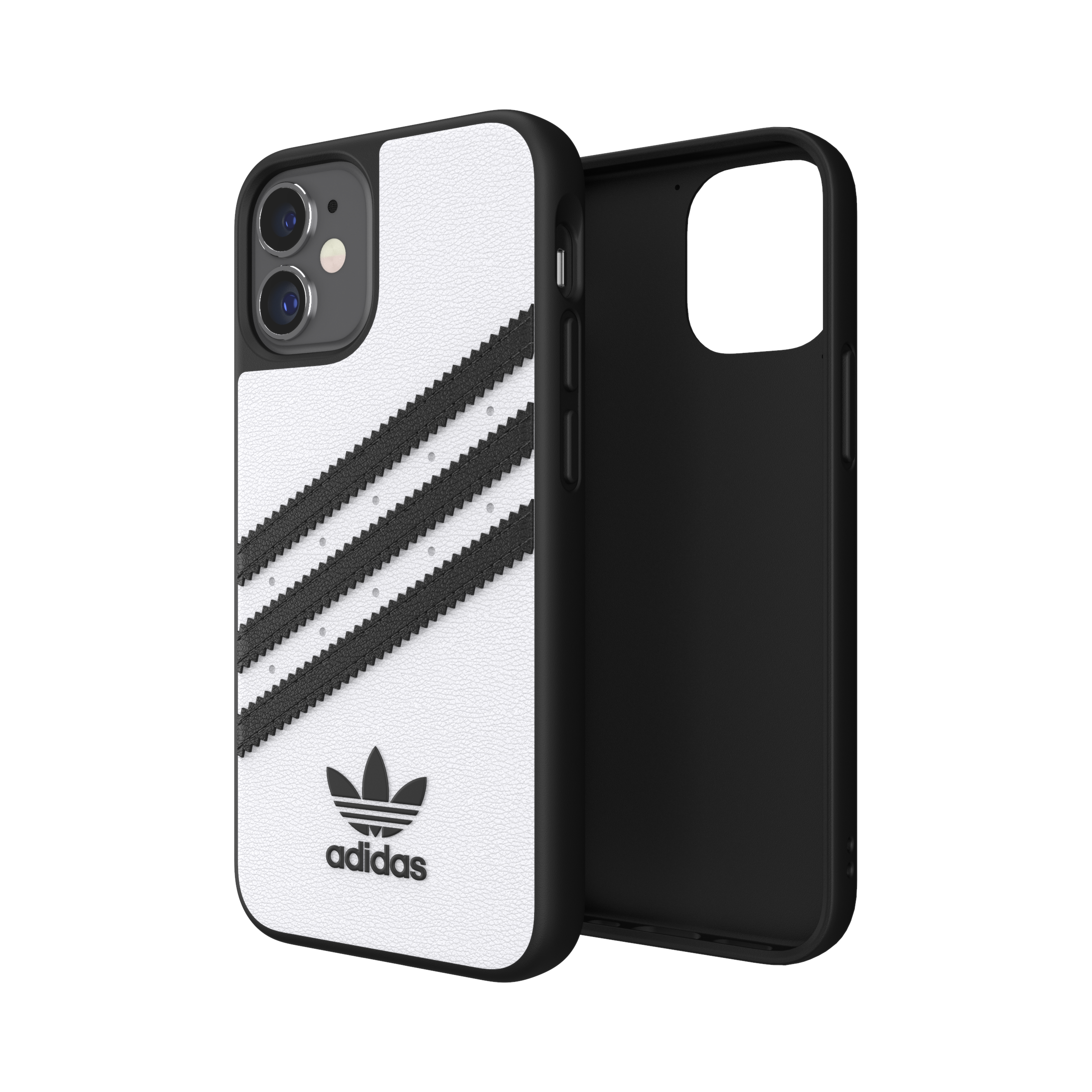 Adidas SAMBA Apple iPhone 12 Mini Moulded Case - Back cover w/ 3 Stripes & Trefoil Design, Scratch & Drop Protection w/ TPU Bumper, Wireless Charging Compatible - White/Black