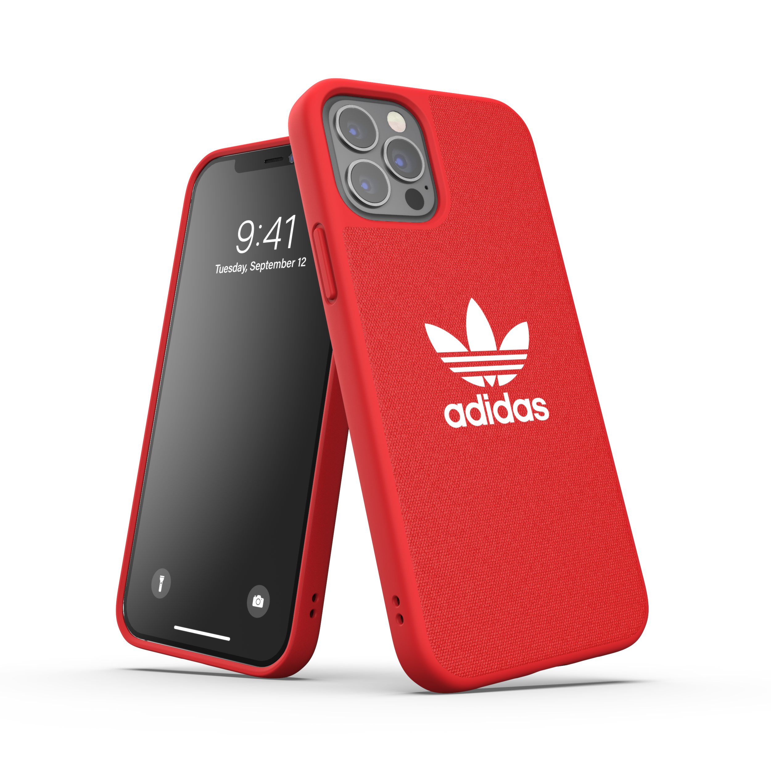 Adidas ORIGINALS Apple iPhone 12 / 12 Pro Canvas Case - Back cover w/ Trefoil Design, Scratch & Drop Protection w/ TPU Bumper, Wireless Charging Compatible - Scarlet