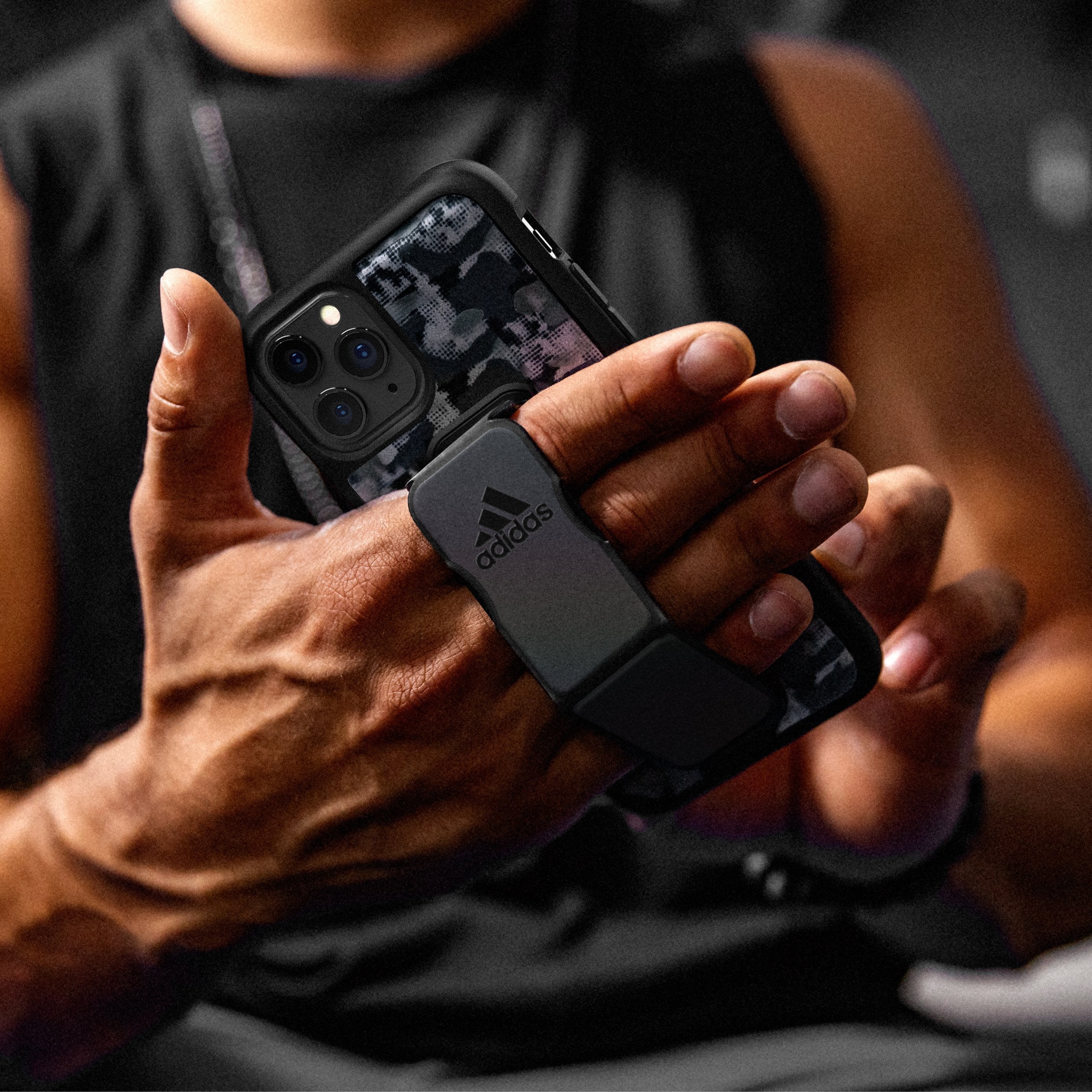adidas SPORT Apple iPhone 12 Mini Camo Grip Case - Back cover w/ Grip or Stand, Scratch & Drop Protection w/ TPU Bumper, Wireless Charging Compatible - Black