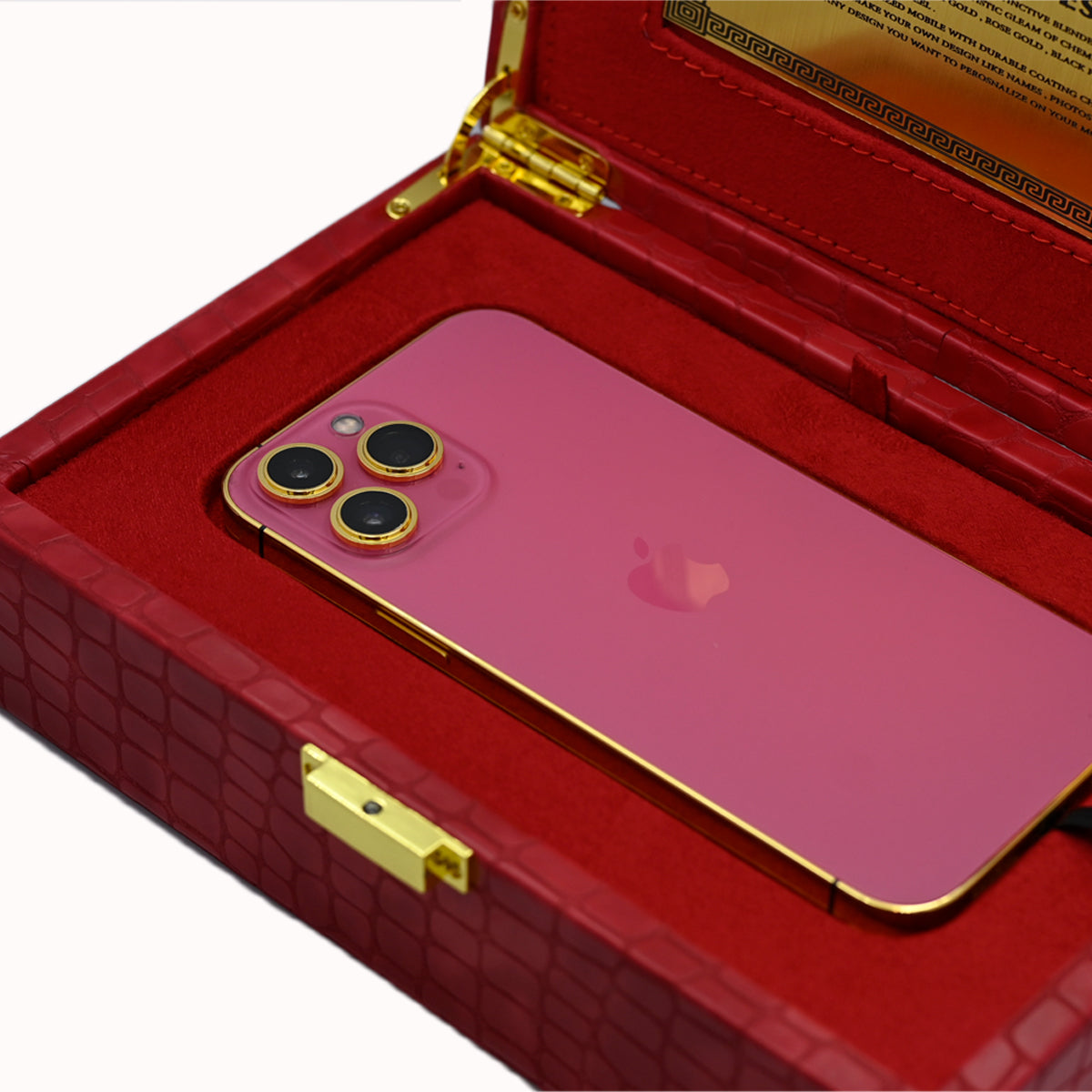 Caviar Luxury 24k Gold Frame Customized iPhone 13 Pro Max 256 GB, Pink