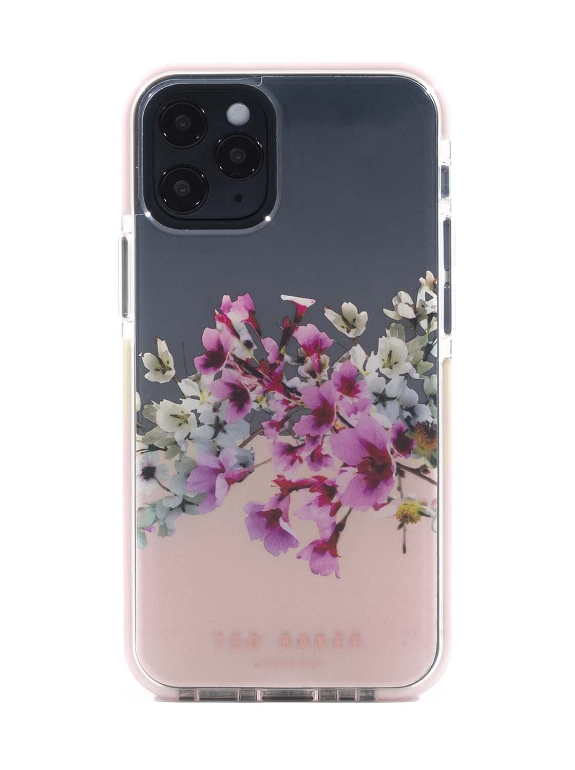Ted Baker iPhone 12  / 12 Pro Anti-Shock Floral Case - Elegant Drop Protection Cover, TPU Bumper, Wireless Charging Compatible, Women/Girls Phone Case - Jasmine Clear