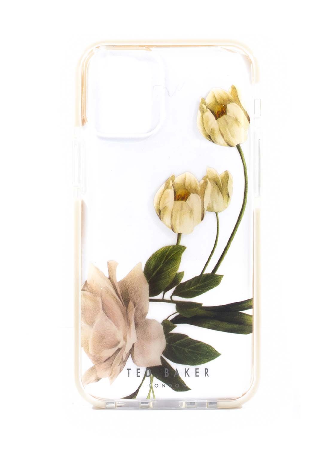 Ted Baker iPhone 12 / 12 Pro Anti-Shock Floral Case - Elegant Drop Protection Cover, TPU Bumper, Wireless Charging Compatible, Women/Girls Phone Case - ElderFlower Clear