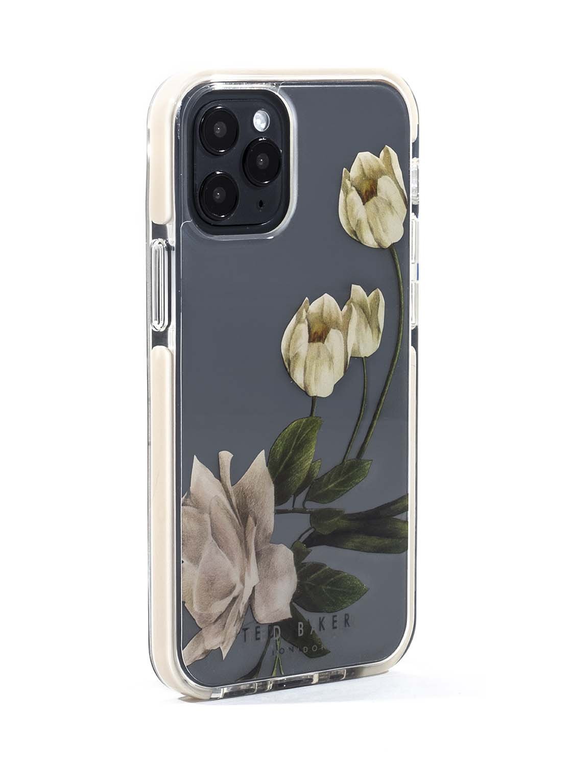 Ted Baker iPhone 12 / 12 Pro Anti-Shock Floral Case - Elegant Drop Protection Cover, TPU Bumper, Wireless Charging Compatible, Women/Girls Phone Case - ElderFlower Clear