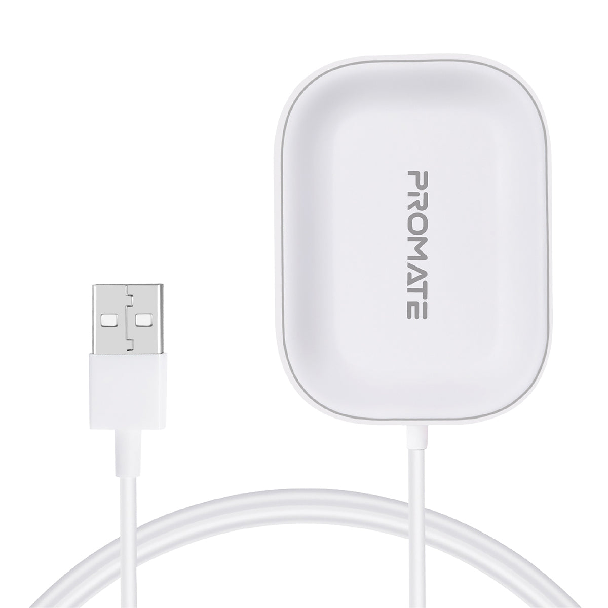 Promate - Wireless Charger for AirPods, Powerful 5W Wireless Charging Dock with Anti-Slip Surface Design and Over-Charging Protection for AirPods and AirPods Pro, AuraPod-1 White