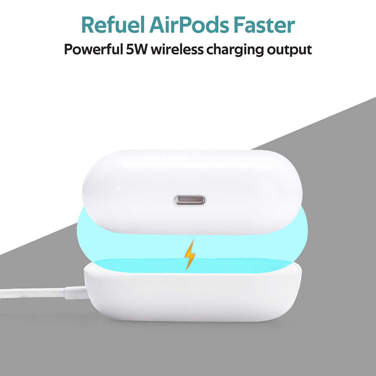 Promate - Wireless Charger for AirPods, Powerful 5W Wireless Charging Dock with Anti-Slip Surface Design and Over-Charging Protection for AirPods and AirPods Pro, AuraPod-1 White