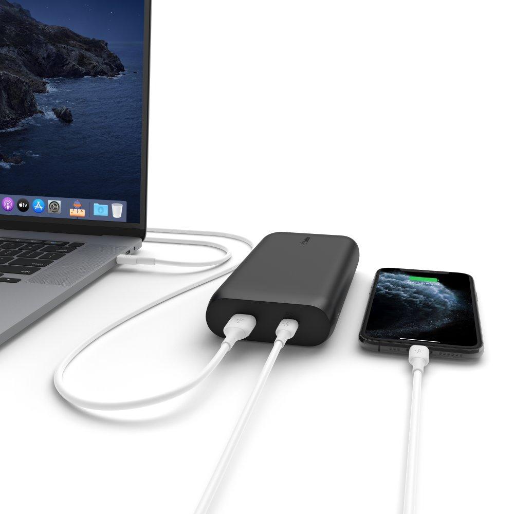Belkin BOOSTCHARGE USB-C Powerbank 20K - Powerful 30W PD  Laptop & Phone Charger w/ USB-C cable, for Macbook Pro, iPad Pro 11/12.9" iPhone 11/11 Pro/11 ProMax/X/XS Max/8/8 SE, Google, Samsung - Black