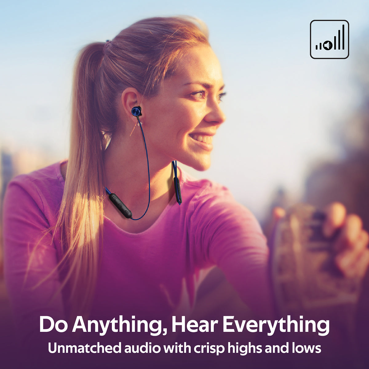 Promate - Wireless Earphones, Dynamic Neckband Bluetooth v5.0 Magnetic Closure Secure Fit Headphones with Built-In Hi-Res Mic, In-Line Multifunctional Control and Long Playtime for Smartphones, Running, Tablet, iPod, Bali Blue