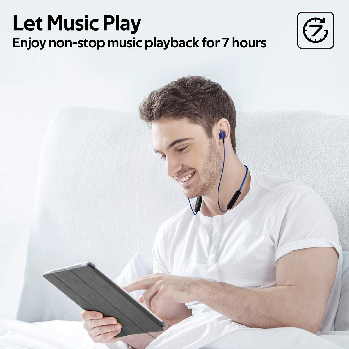 Promate - Wireless Earphones, Dynamic Neckband Bluetooth v5.0 Magnetic Closure Secure Fit Headphones with Built-In Hi-Res Mic, In-Line Multifunctional Control and Long Playtime for Smartphones, Running, Tablet, iPod, Bali Blue