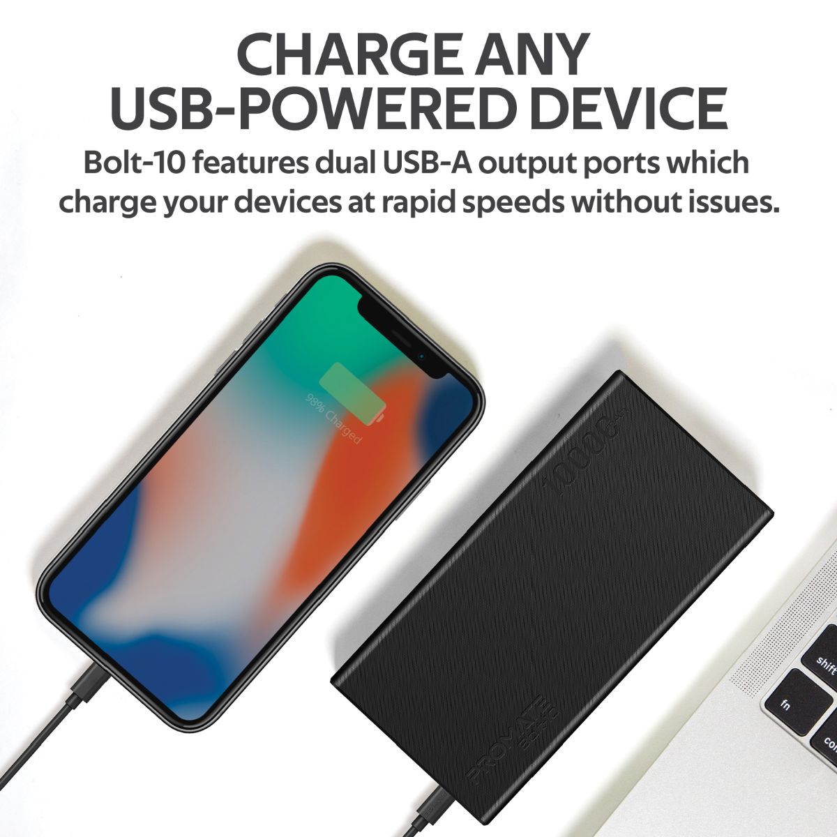 Promate - 10000mAh Portable Charger, Fast Charging 2.0A Dual USB Premium Battery Power Bank with Input USB Type-C™ Port, Over Charging Protection for Smartphones, Tablets, iPod, Bolt-10 Black