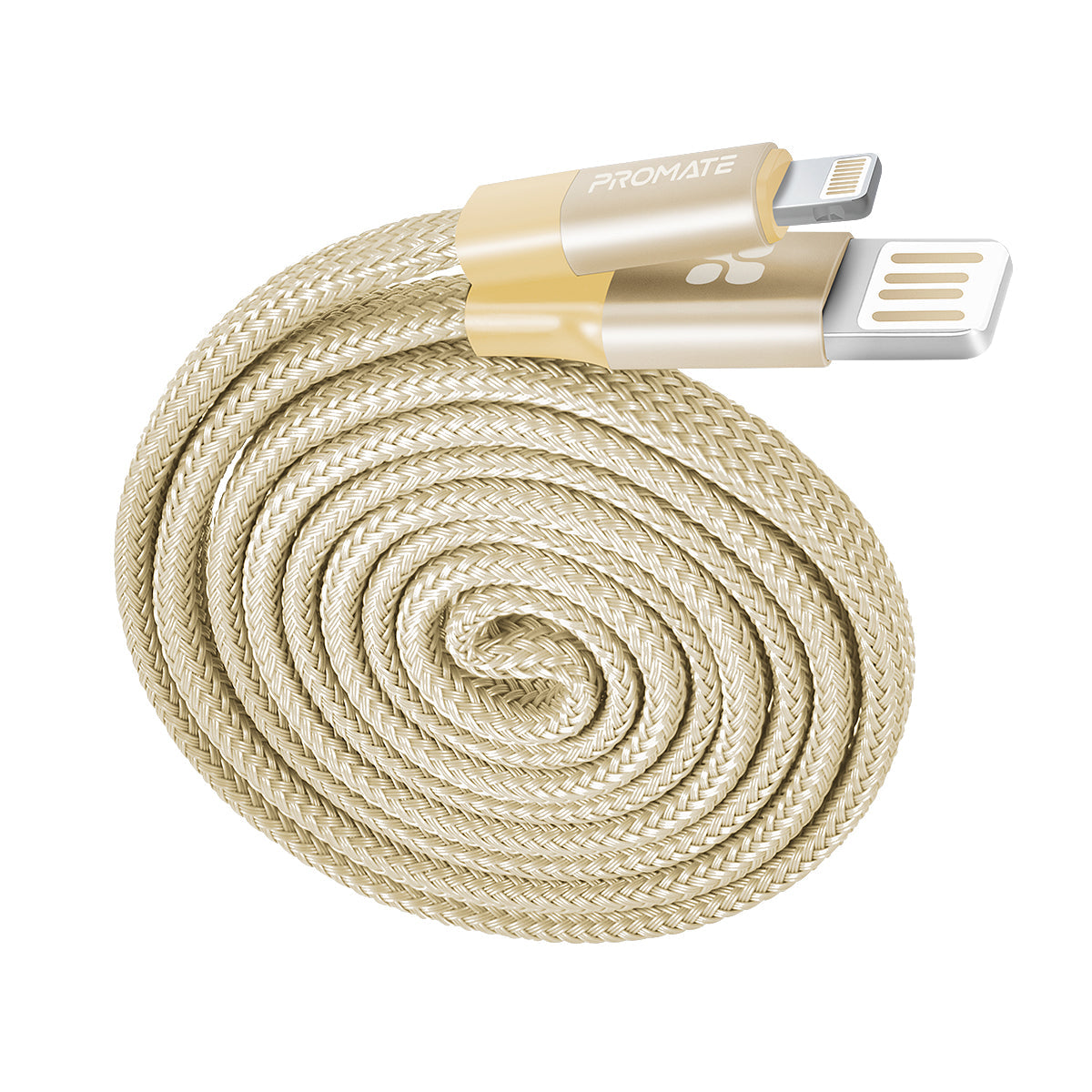 Promate - Lightning to USB-A Cable, Fast Charging Auto-Rolling 1.2m Aluminium Alloy Fabric Braided Lightning Cord with Reversible USB-A Connector, Tangle Free Sync and Charge Cable for Apple iPhone, iPad, iPod, Coiline-i.Grey